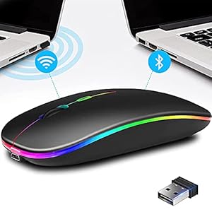 ワイヤレスマウス 7色LED 静音 持ち運び便利