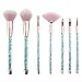 Glitter Makeup Brush Set, Coshine 7pcs Blue Crystal Glitter Makeup Brushes, Acrylic Handle Nylon Hair Makeup Tool Set With Crystal Glitter Pouch