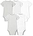 Moon and Back Baby Set of 5 Organic Short-Sleeve Bodysuits, Grey Heather, 3-6 Months