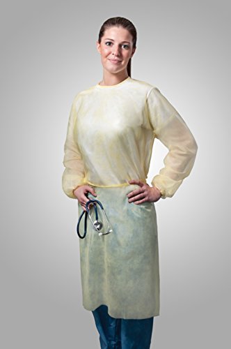 Tronex-Spunbond Isolation Gown, Medical Grade, Fluid-Resistant, Elastic Cuffs, Soft Yellow, Unisize (Bag of 10)