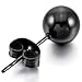 MOWOM Black 3~8mm 12PCS Stainless Steel Stud Earring Bead Ball Round Set ( 6 Pairs )