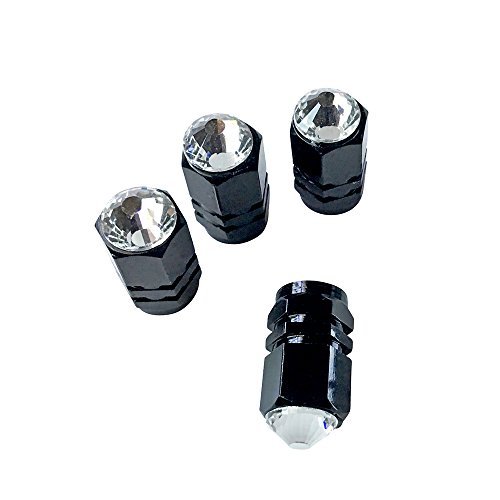 Bling Car Decor Rhinestone Tire Air Valve Stem Caps, Crystal Car Decoration for Auto Tire/Wheel, Bling Car Accessories for Women, Rhinestone Car Bling Accessory (Black) - Thumbnail 4