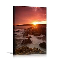 Canvas Wall Art Mountain Sunset III Coastal Orange Photography Relax/Calm Romantics Sunset Warm - 12x18 inches