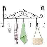 Marrywindix 7 Hooks Metal Over the Door Rack Hanger Hooks Organizer Black