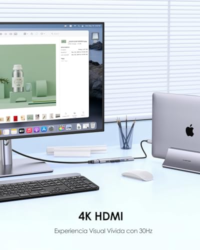 LENTION 6 in 1 USB C Hub HDMI 4K@30Hz, PD 100W, USB-A 3.0 & 2.0, USB C Adapter for MacBook Pro/Air 2026-2016, New MacBook Neo, Surface, iPhone 17 Plus Pro MAX and More (CH17, Gray)