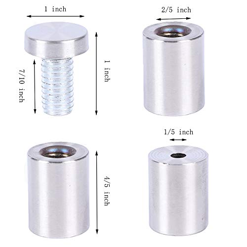 Osring 1 Inch x 1 Inch Sign Standoffs Mounting Hardware, Wall Standoff Holder Stainless Steel Glass Standoffs Screw for Sign Display, 16 Pack