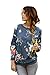 MIXMAX Women Floral Print Long Sleeve Casual Sweatshirt Pullover (X-Large,Flower blue)