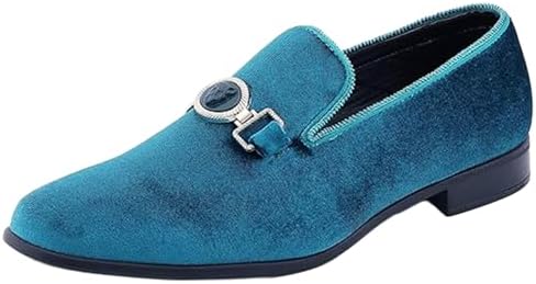 Amazon.com | FERUCCI Handmade Men Plain Royal Blue Velvet  display picture 3