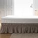 Bed Skirt-14 Inch Drop Dust Ruffle Three Fabric Sides Wrap Around Ruffled (Queen/King Khaki) Brushed Microfiber Adjustable Elastic Easy Fit