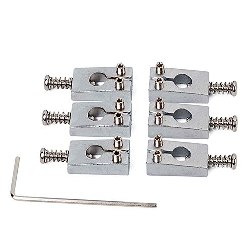 difcuyg5Ozw 6Pcs 10.4mm Narrow Guitar Bridge Brass Saddles Durable Instrument Replacement Parts Easy Operation Chrome - Thumbnail 2