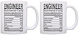 STEM Gifts Engineer Nutritional Facts Label Science Gag Gift 2 Pack Gift Coffee Mugs Tea Cups White