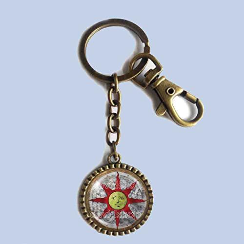 Dark Souls Solaire of Astora Sun Keychain Cute Keyring Sunlight Shield Symbol Cosplay