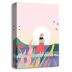 Canvas Wall Art Neighbor Girl Abstract Painting Artwork for Home Prints Framed - 12x18 inches