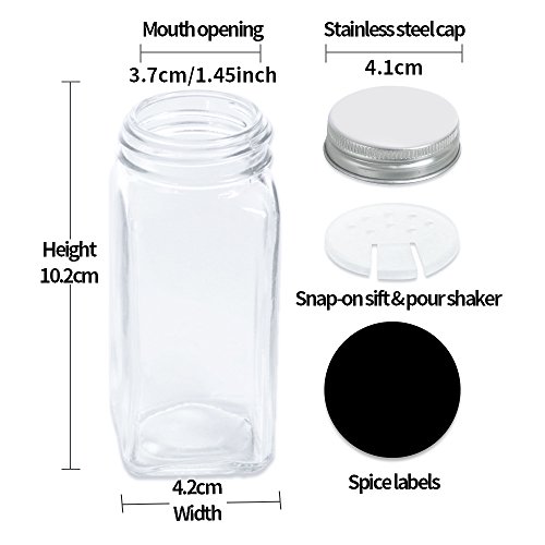 AmHoo Acrylic Spice Rack with 25 Clear Glass Jar Bottles and 80 Chalkboard Labels - 5 Tiers Kitchen Spice Rack Organizer