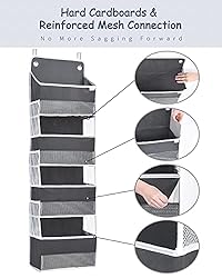ULG Over Door Organizer with 4 Large Pockets and 6