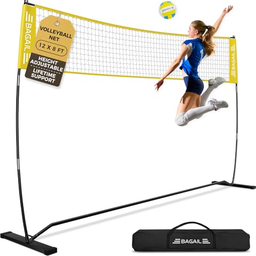 BAGAIL Volleyballnetz, 3.6m Volleyballnetz für den Garten - Verstellbare Höhe, Heavy-Duty-Rahmen, Freistehendes Design - Tragbares Outdoor/Indoor-Voll