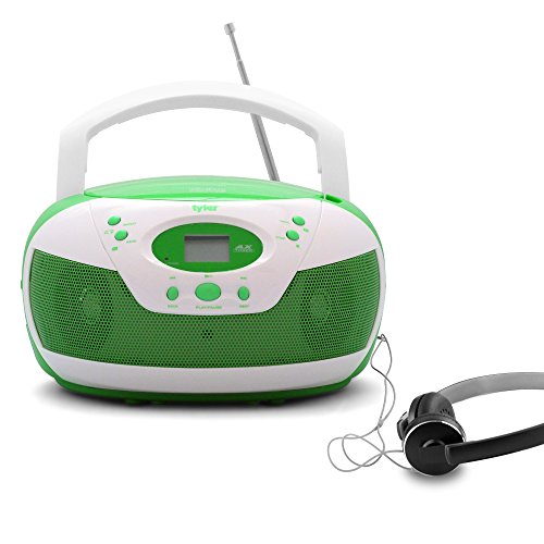 Tyler-Portable-Neon-Green-Stereo-CD-Player-with-AMFM-Radio-and-Aux-Headphone-Jack-Line-In-TAU105-NGRN