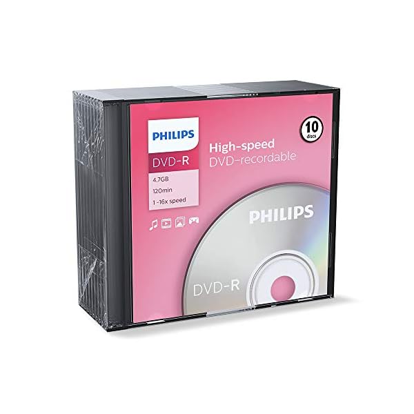 Philips DVD-R Rohlinge High-Speed (4.7 GB /120 Minuten Video, 1-16x Speed, 10er Slim Case) – Bild 3