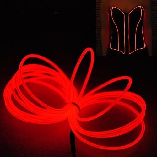 Podazz EL Wire Neon Glowing Strobing Electroluminescent Wire Belt Tape, 16.5ft Red, for Automotive Interior Cosplay - Image 3