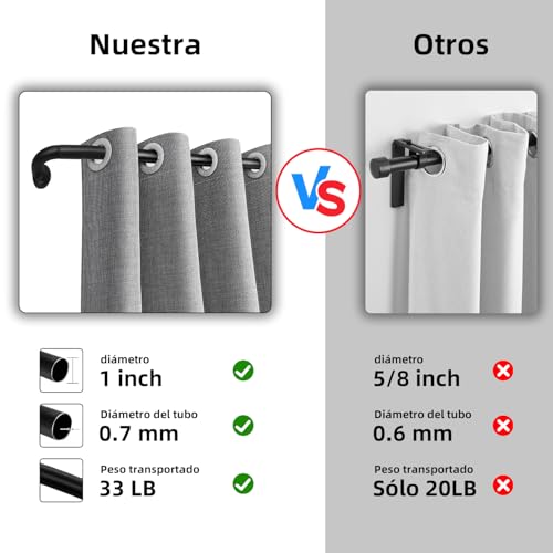 Barra Cortina,Cortinero de Ventana Ajustables,Con SoporteResistente y Fácil Instalar,Barras de Cortina Envolventes,Para Baño,Sala del Estar,Dormitori(Negro, 48-84in)