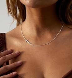 ASCOMY Dainty Silver Sideways Cross Pendant