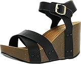 Refresh Mara-05 Womens Ankle Strap Comfort Criss Cross Platform Wedge Sandals