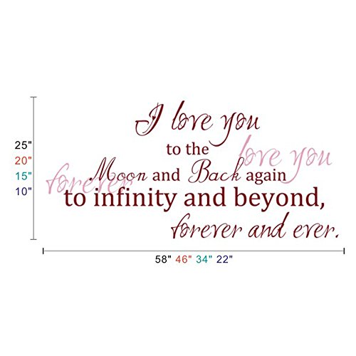 MairGwall I Love You To The Moon & Back Vinyl Wall Decal - Nursery Quote Sticker, Removable, Easy Apply (White, Small)
