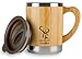 Insulated 11oz Coffee Mug - Stainless Steel & Bamboo Cup with Handle & Lid - Non-Spill On the Go - Keep Your Tea Hot Longer - Unique Gift for Men & Women - by Wildlife Expedition