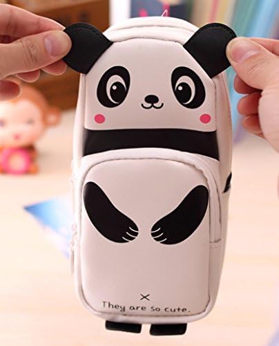 Leoy88 Cute Kawaii 3D Panda Pencil Case Large Capacity School Supplies Novelty Item Stationery Bag