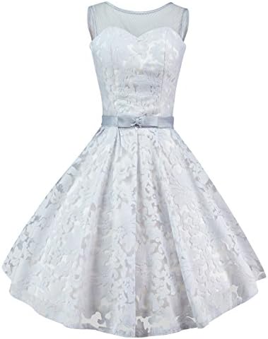 Levory J Women's Vintage Floral Lace Contrast Bow Cocktail Evening Dress
