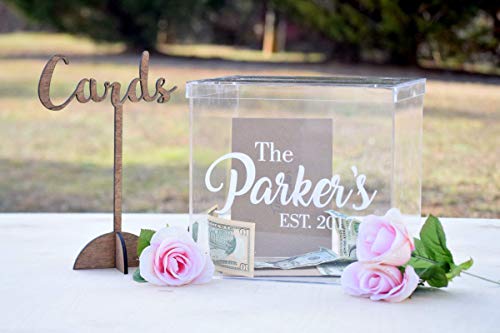 Personalized Clear Card Box with Lid - Wedding Card Box - Personalized Card Box - Wedding Keepsake Box - Acrylic Card Box - Wedding Card Box with Slot - Card Box for Wedding