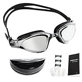 [2016 NEW UPGRADED]Shieldo Adult Fashion Comfortable Durable Design Anti Fog Mirrored Swim Goggles For Men and Women With 3 Interchangeable Nose Pieces and Protection Case
