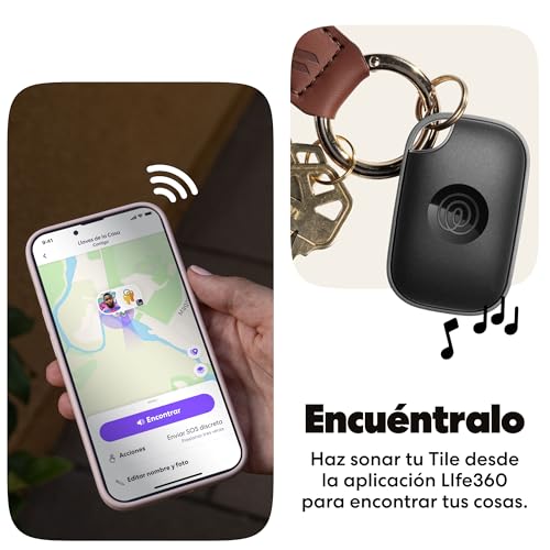 Tile Pro - Localizador Bluetooth Potente, localizador de Llaves y localizador de Objetos para Llaves, Bolsos y Mucho más. Compatible con iOS y Android. Paquete de 1 (Negro)