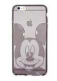 Disney Genuine Hard Clear Bumper Case Collection Clear Donald Duck, Clear Daisy Duck, Clear Mickey, Clear Minnie, Pink, Sky Blue, Gray, Brown, Orange Mickey Minnie for iPhone 6 plus (Jelly Mickey Grey)
