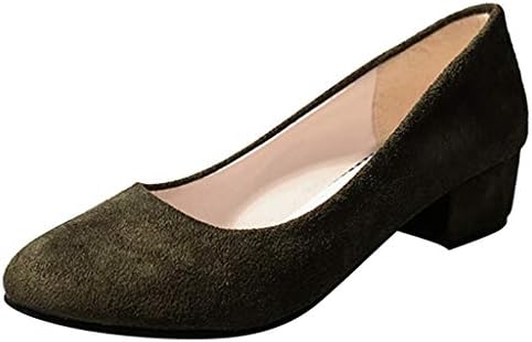 VESNIBA Women's Sandals Ladies Flock Square Heel Ankle Roman Office Career Casual Shoes Sandals