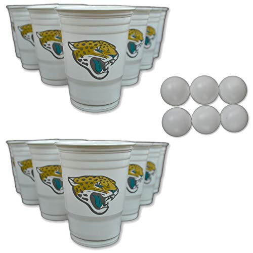 NFL Fan Shop Beer Pong Set. Rep Your Favorite Team with the Classic Game of Beer Pong at home or at the Tailgate Party - Comes with 22 Cups and 6 Ping Pong Balls (Jacksonville Jaguars) - Thumbnail 4