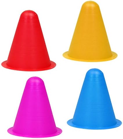 Sports Cones Soft Flexible Traffic Cones Perfect for Exercise Sports and Outdoor Activity Set of 12 with Mixed Color