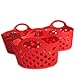 Red 3 Pack Plastic Organizer Baskets with Handles Small Soft Carry Totes Stackable