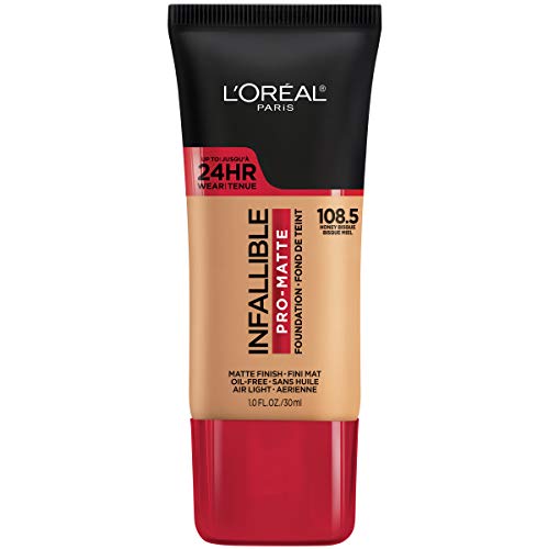 L'Oreal Paris Cosmetics Makeup Infallible Pro-Matte Liquid Longwear Foundation, Honey Bisque 108.5, 1 fl; oz, 108.5 Honey Bisque