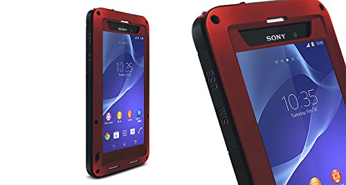 SONY Xperia Z2 Case,Fashion Brief Straight High TPU and Metal Shockproof/Dustproof Protective Phone cases POWERFUL FOR SONY Xperia Z2,For Business,Traveling and Outdoors(red)