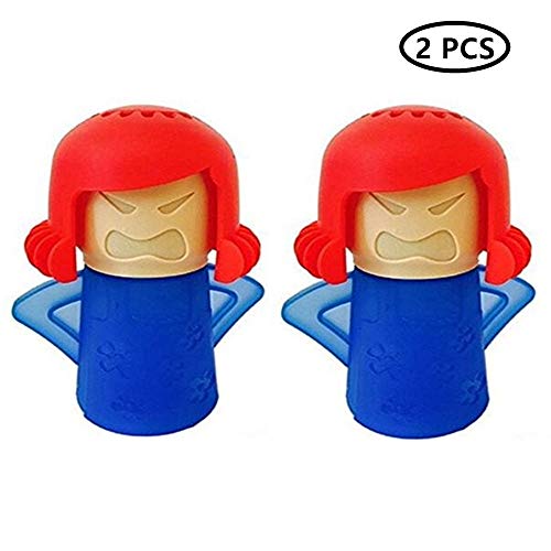 Microwave Cleaner Kitchen Angry Mama High Temperature Cleaning Equipment Easily Crud in Minutes Steam Cleans and Disinfects with Vinegar and Water for Kitchen (2pieces)