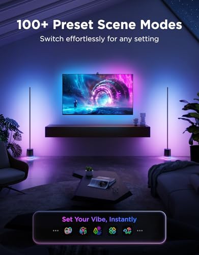Govee Floor Lamp 3 with Luminblend+ Technology, Dimmbar RGBWWIC 2100lm Standing Lamp, Work with Matter,1000-10000K Modern Floor Lamp for Living Room, Bedroom, Corner Lamp with Dynamic Scenes