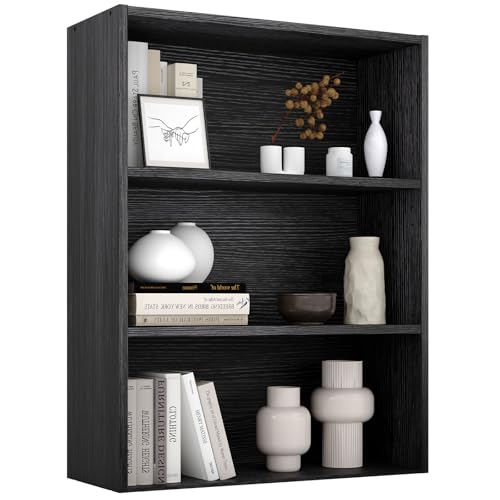 Sweetcrispy Industrial 3 Shelf Bookcase - Large 31.5 Inch Tall Floor Standing O…