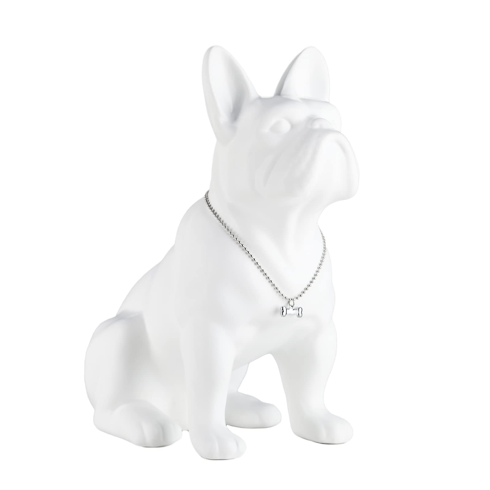 XYQXYQ French Bulldog Statue,White Pug Resin Sitting Dog Statue, English Bulldog Home Decoration Sculpture, Living Room Desktop Decoration, Modern Collection Art Dog Gift