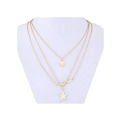 shining diva fashion gold metal multi-layered necklace for girls