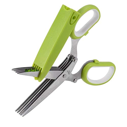 Stainless Steel scissors &Multipurpose 5 Blade Kitchen Cutting Shear with Safety Cove and Cleaning Comb - Thumbnail 6