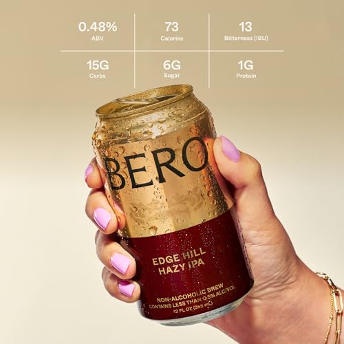 BERO EDGE HILL HAZY IPA, NON-ALCOHOLIC CRAFT ALE 6-PACK, TROPICAL & JUICY HAZY IPA, HOPPY NEW ENGLAND-STYLE NA BEER BY TOM HOLLAND, ALCOHOL ALTERNATIVE BEVERAGE FOR EVERY OCCASION