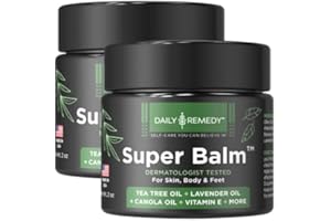 DAILY REMEDY Tea Tree Oil Extra Strength Super Balm - Athletes Foot Cream Combats Ringworm, Jock Itch, Nail Issues - Nourishes Cracked Itchy Skin on Body & Feet - Made in USA (2 Pack)
