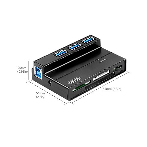 image for Flash Memory Card Reader, UNITEK 3-Port USB 3.0 USB Hub SD MS CF TF M2