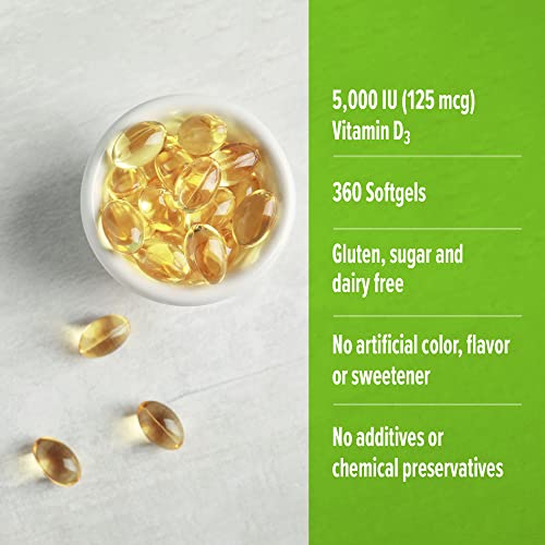 ORZAX Vitamin D3 5000 iu, 360 Days Supply, Supports Immune System
